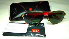 RAY BAN RB8313M SCUDERIA FERRARI SUNGLASSES- ARISTA GOLD/ G-15 GREEN   61/13 140