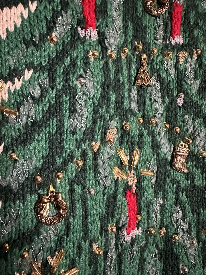 Suéter de Navidad Feo Tejido a Mano De Colección para Mujer XL Rojo Árbol Regalos Islas del Norte Foto 4 de 4