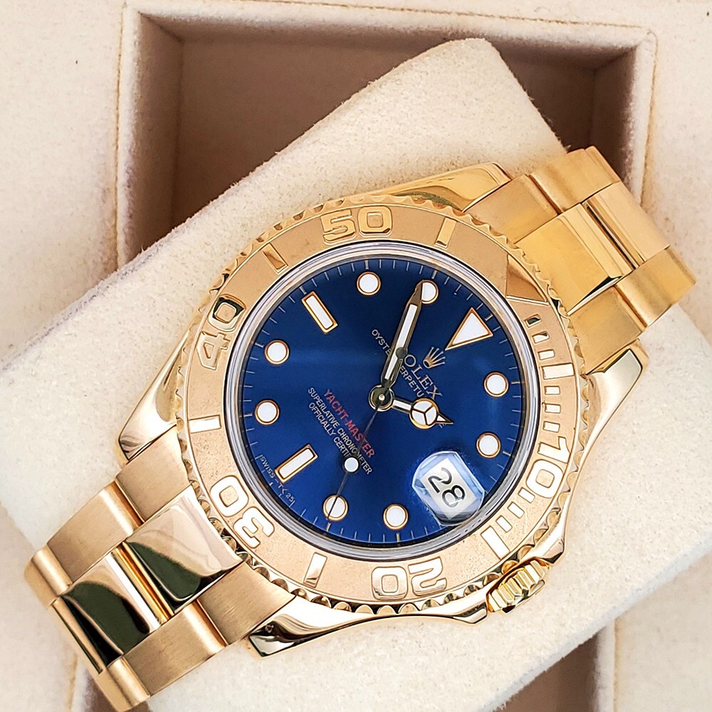 Rolex Yacht-Master 35mm Blue Dial Yellow Gold Oyster Watch