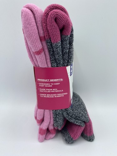 2 Pair Kodiak Girls Thermal Socks Medium 10 1/2-4 Black Mix Pink - Picture 5 of 7