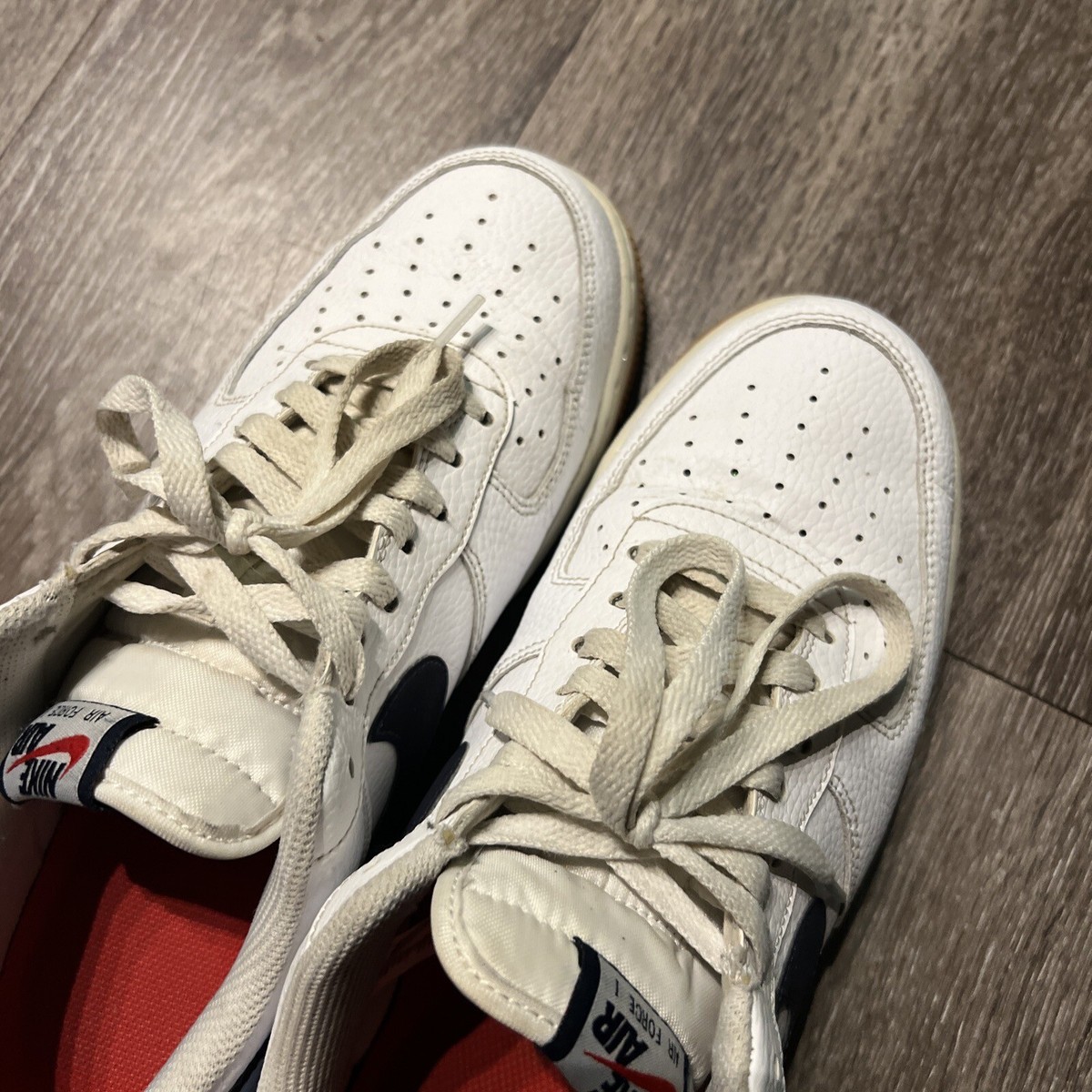 Nike Air Force 1 C10057-100 Size 10 White Obsidian Pebbled Leather