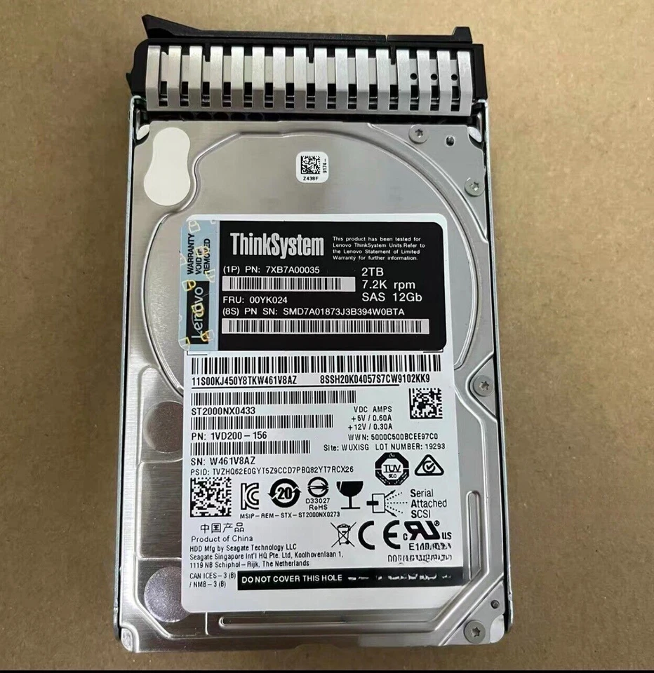 Lenovo 2TB 7XB7A00035 00YK024 2.5" 7.2K 12GB SAS Hot Swap 512n HDD Hard Drive - Image 2 of 4