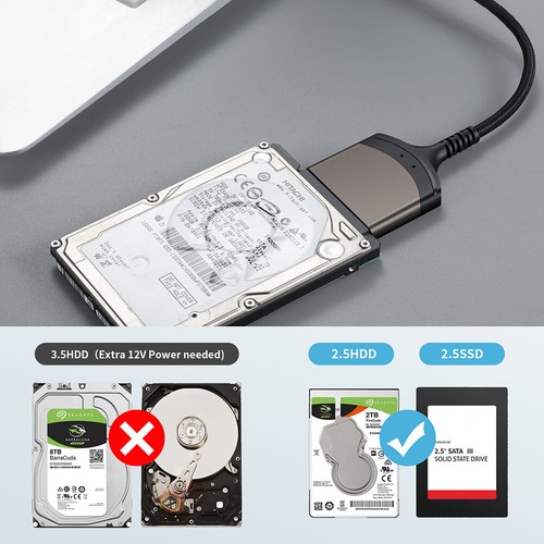 23cm USB 3.0/Type C To SATA Cord 7+15/22 Pin for 2.5 Inch SSD HDD (Type C) - Bild 8 von 9