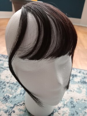 CLIP ON FRINGE, BANGS, DARK BROWN SYNTHETIC HAIR