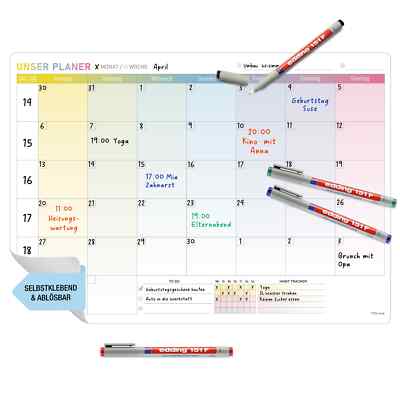 A3 Monatsplaner selbsthaftend abwischbar Whiteboard Wochenplaner Familienplaner