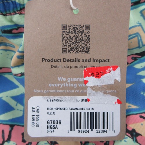 Patagonia Baggies Swim Trunk Shorts Youth XL 14 High Hopes Salamander Green # - Picture 3 of 10