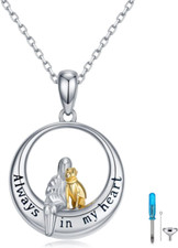Dog Urn Necklace for Ashes Sterling Silver Cremation Keepsake Memorial Jewelry
