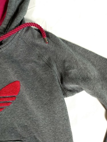 Adidas Hoodie Adult Medium Grey Logo Embroidered Long Sleeve Mens - Picture 6 of 12