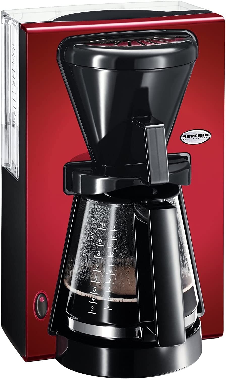 Cafetera Severin KA5362, Negro/Rojo, 1200 W, Maquina de Café. Caja deteriorada.