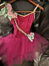 Girls Fuschia Dance Costume. Vintage. Youth Medium-Large