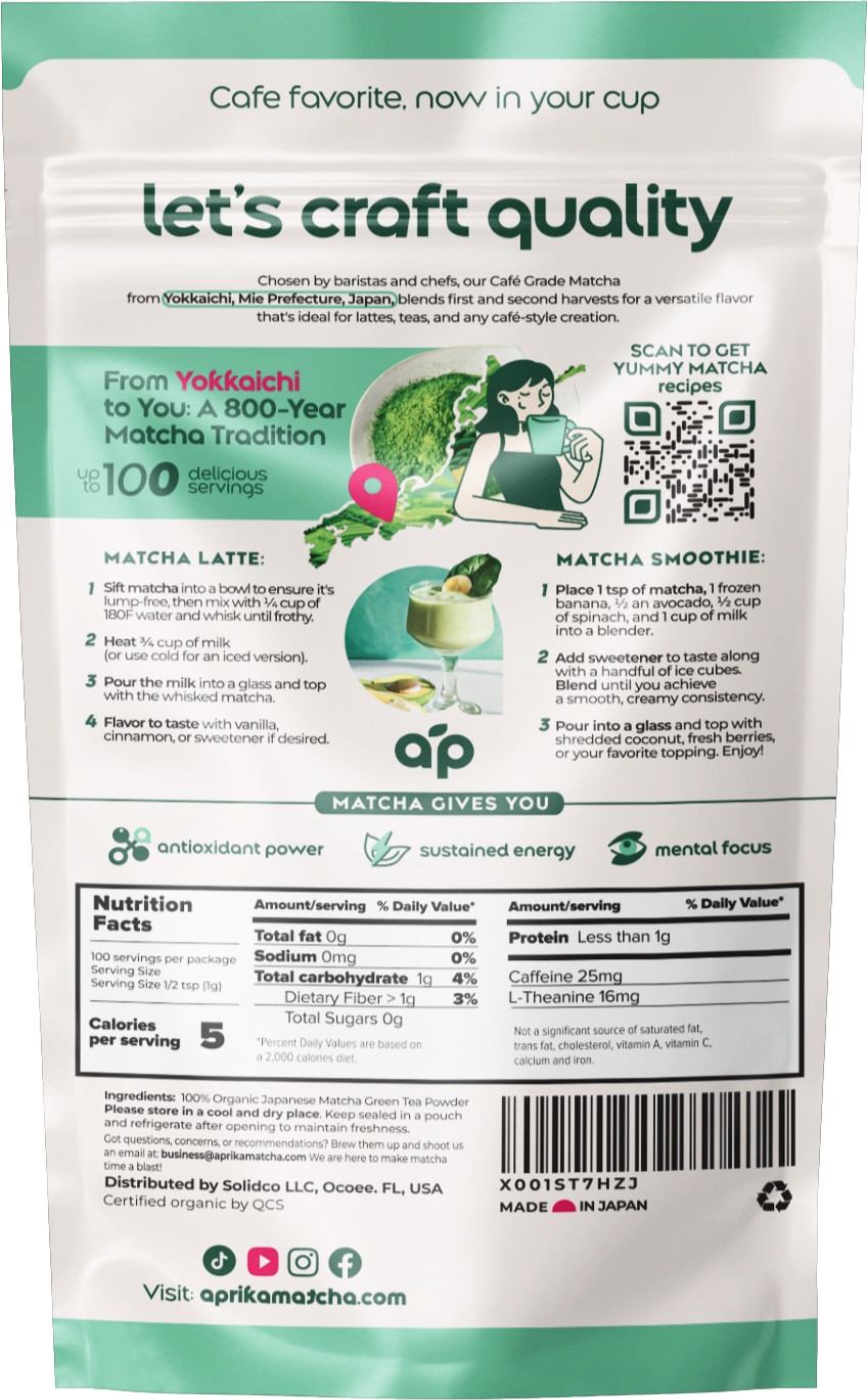 Premium Culinary Grade Organic Japanese Matcha Green Tea Powder Unsweetened 100g
