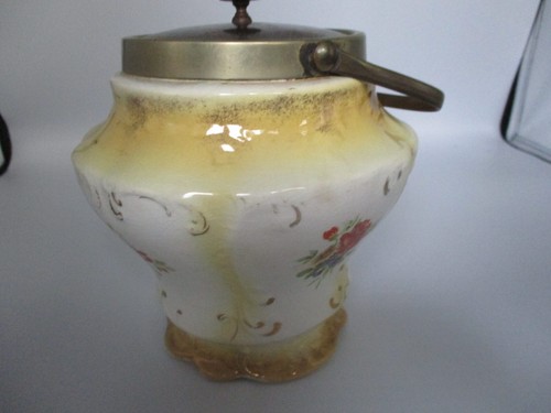 English Victorian Porcelain Hand Painted Biscuit Jar - Picture 7 of 11