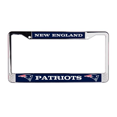 New England Patriots NFL 3D Polyurethane Domed Chrome License Plate Frame Car