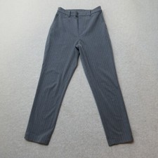 Uniqlo Dress Trousers Womens Small Grey Pinstripe Slim Fit Formal Washable