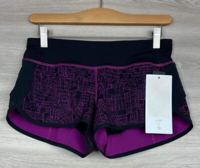 Lululemon Speed Short Size 4 2016 Seawheeze Grid Map Regal Plum Black GMRP 79199