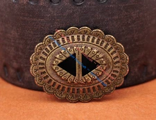 5X Antique Brass Oval Western Cowboy Hatband Headstall Bridle Slotted Concho