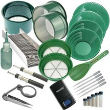 26pc Green Mini / Large Gold Classifier Screen  Gold Pan Panning Kit  More
