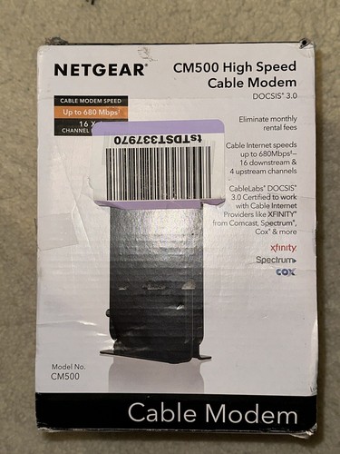 NETGEAR Cm500-1aznas 16x4 DOCSIS 3.0 Cable Modem Max Download Speeds of 686mbps