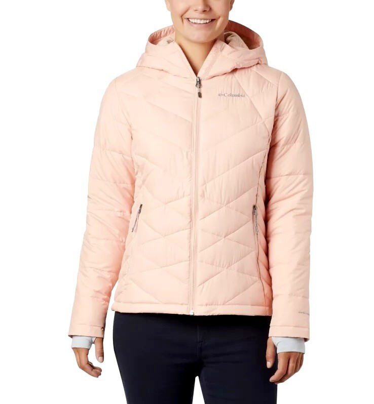 Columbia Heavenly Hooded Winter Puffer Jacket Peach Omni-Heat Reflective  Shield