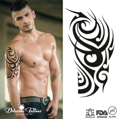 TRIBAL TEMPORÄRES TATTOO, CLASSIC TRIBAL, SCHWARZ, HERREN, DAMEN, MAORI, AUFKLEBER