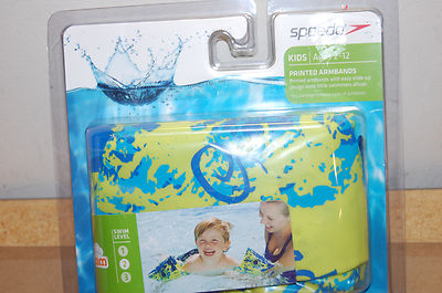 NIP Kids Speedo Armbands Ages 2-12 Printed begin to swim light blue green boys