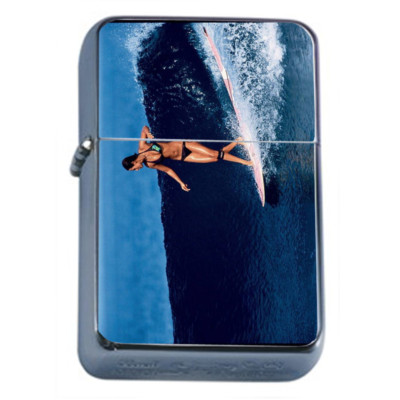 Surfer Pin Up Girls D6 Flip Top Oil Lighter Wind Resistant 