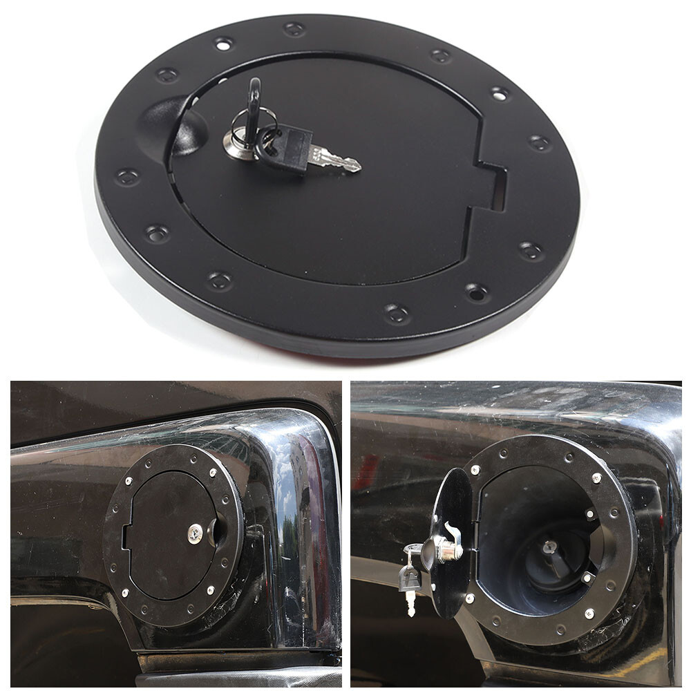 Lock +Key+ Aluminum Gas Fuel Tank Door Cover Cap for Hummer H3 H3T