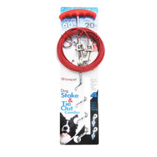 Boss Pet Spiral Stake  Long Cable Dog Leash Tie Out Combo 20 ft. long