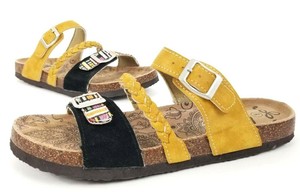 yellow strappy flat sandals