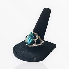 Stunning Sterling Silver Abalone Ring Size 7.75 Ethnic