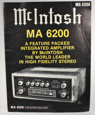 McIntosh MA 6200 Integrated Amplifier 4 Page Brochure, Nice Used Condition 