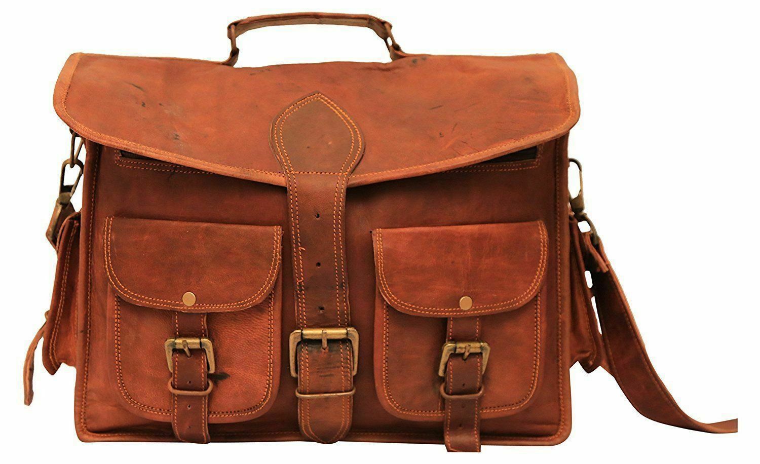 Mens Genuine Leather Vintage Messenger Handmade Briefcase Bag Satchel New Unisex