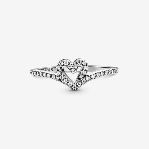 *BRAND NEW* Pandora Timeless Silver CZ Sparkling Wishbone Heart Ring 199302C01 - 第 3/5 張圖片