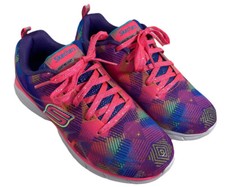 Girls Skechers Lightweight Multicolor Pink Purple Lace Up Sneakers Shoes Size 4