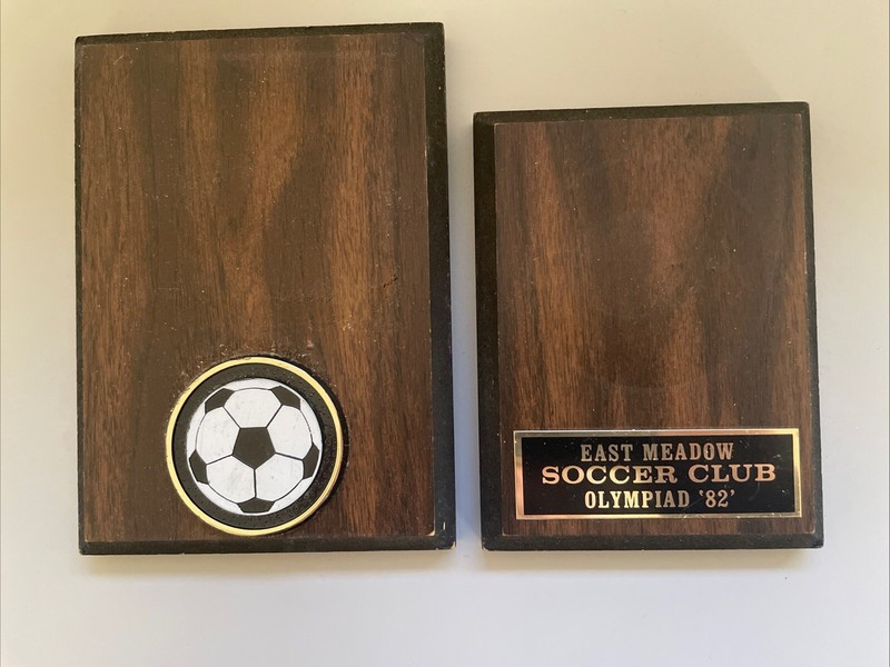 Lot of 2 Soccer Wooden Award Plaques
