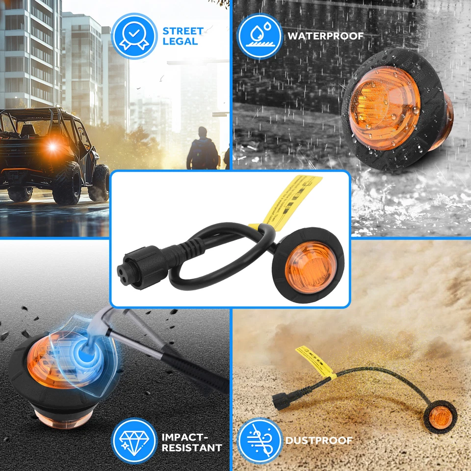 UTV LED Turn Signal Light Set w/Horn Toggle Switch for Polaris, Can-Am, Kawasaki - Image 3 of 4