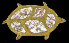 Sea Turtle Abalone Shell Hecho En Handmade Vintage Belt Buckle