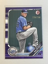 Brendan McKay 2019 Bowman Prospect Purple Paper Refractor /250 BP-105 Rays RC