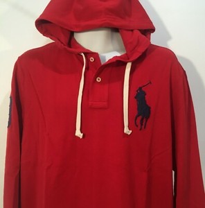 Polo Ralph Lauren Men S Mesh Cotton Hoodie Red Big Polo Logo Ls Size L Nwt 767325399812 Ebay