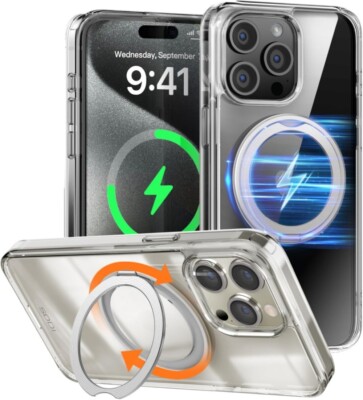 SODI Ring Stand Case & Privacy Screen Protector Set For  iPhone 16 Pro/Pro Max