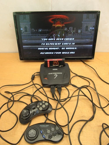 Vintage Sega Genesis 3 MK-1461 game console with mortal kombat 3 game WORKS