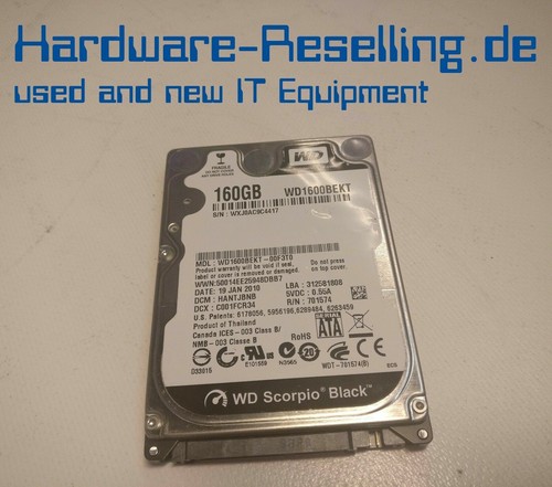WD Western 160GB 2.5" 7.2k rpm SATA HDD WD1600BEKT-00F3T0