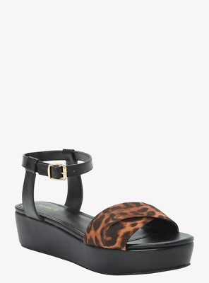 Torrid Leopard Crisscross Strap Wedge Platforms Shoes Size: Wide Width  #E84