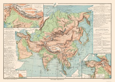 Historic Map - Asia Physical Terrain Floor - Drioux 1882 - 32.34 x 23