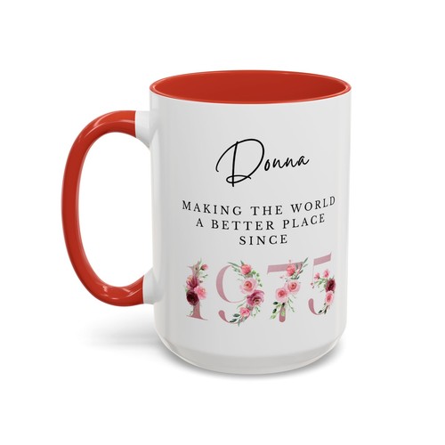 50th birthday mug 1974 floral gift for her mom grandma personalized coffee cup - Picture 15 of 33