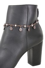 Women Brown Boot Chain Western Metal Shoe Charm Bracelet Hope Peace Shine Smile
