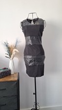 Faux leather strip insert sleeveless bodycon short dress size S 
