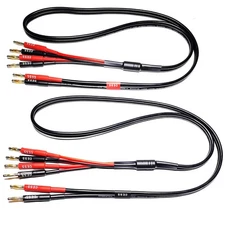 CESS-106-3f Bi-Wire Banana Plug Splitter Speaker Cable, 2 Banana Plugs to 4 B...
