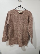 Vtg Eddie Bauer Red/Tan Wool Blend Knit Women's Oversized Sweater Size Small/Pet