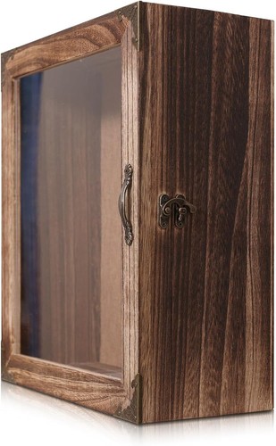 Rustic 11x13 Shadow Box Frame - Vintage Accent Display Case with Acrylic Door - Picture 3 of 10